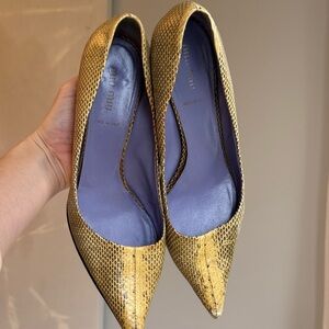 Miu Miu Yellow & Black Snakeskin Heels